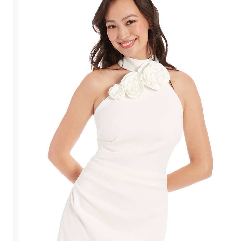 Ivy + Blu Elegant White Halter Dress - Picture 4 of 12